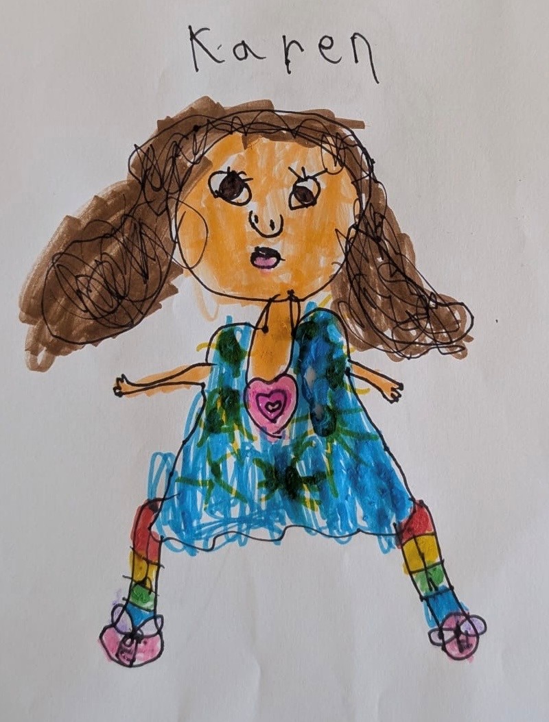 Karen is drawn by Ruby aged 6